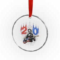 Vintage Abraham Lincoln Abe Lincoln Playing Guitar 250 Years Crystal Glass Ornament 1776 2026 Humor Patriotic