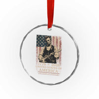 Vintage Abraham Lincoln Abe Lincoln Playing Guitar 250 Years Crystal Glass Ornament 1776 2026 Humor Patriotic USA Flag