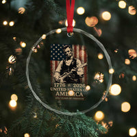 Vintage Abraham Lincoln Abe Lincoln Playing Guitar 250 Years Crystal Glass Ornament 1776 2026 Humor Patriotic USA Flag