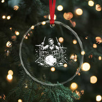 Vintage Abraham Lincoln Playing Drums Graphic Crystal Glass Ornament Abe Musician Patriotic Rockstar Drummer President