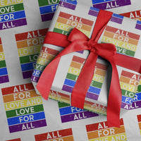 Vintage All For Love And Love For All Wrapping Paper Roll Pride Month Rainbow Graphic