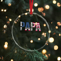 Vintage American Flag Papa The Man The Myth The Legend Crystal Glass Ornament Fathers Day Gift