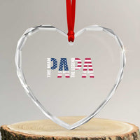 Vintage American Flag Papa The Man The Myth The Legend Heart Crystal Glass Ornament Fathers Day Gift
