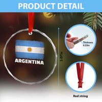 Vintage Argentina Flag Sun of May Argentinian Souvenir Crystal Glass Ornament