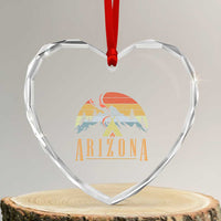 Vintage Arizona Camping Mountain Graphic Heart Crystal Glass Ornament Retro Sunset Wilderness Outdoor Adventure Souvenir