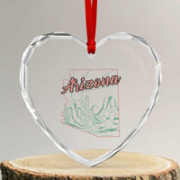 Vintage Arizona State Outline Desert Sunset Graphic Heart Crystal Glass Ornament Retro Southwest Saguaro Cactus Travel Souvenir