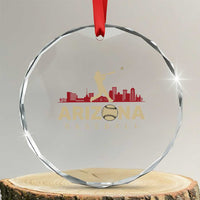 Vintage Arizona State Pride Baseball Player Graphic Crystal Glass Ornament Vintage Phoenix Skyline Batter Sports Fan