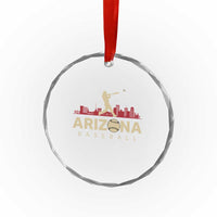 Vintage Arizona State Pride Baseball Player Graphic Crystal Glass Ornament Vintage Phoenix Skyline Batter Sports Fan