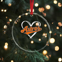Vintage Astro Name Sports Style Crystal Glass Ornament Varsity Script Vintage Baseball Heart Graphic