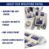 Vintage Australia Flag Wrapping Paper Roll Distressed Patriotic Country Pride Graphic