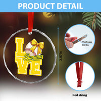 Vintage Banana Coquette Bow Crystal Glass Ornament LOVE Baseball Fan Sport Lover - Wonder Print Shop