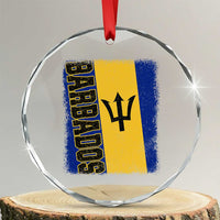 Vintage Barbados Flag Crystal Glass Ornament Distressed Patriotic Caribbean Island Barbadian Pride Heritage Gift
