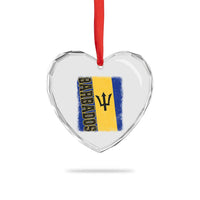 Vintage Barbados Flag Heart Crystal Glass Ornament Distressed Patriotic Caribbean Island Barbadian Pride Heritage Gift