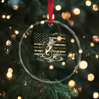 Vintage Bass Fishing Camouflage Crystal Glass Ornament Patriotic Largemouth Bass Angler Fishing Lovers Fisherman Camo US Flag