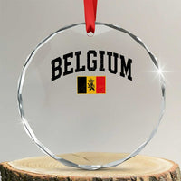 Vintage Belgium Crystal Glass Ornament Lion Royal Flag Graphic Belgian Soccer Football Pride Gift for Fans