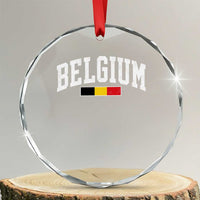 Vintage Belgium Flag Graphic Crystal Glass Ornament Belgian Pride Patriotic Gift