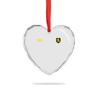 Vintage Belgium Heart Crystal Glass Ornament Belgian Football Pride Belgium Lion Crest Soccer Graphic