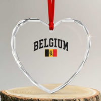 Vintage Belgium Heart Crystal Glass Ornament Lion Royal Flag Graphic Belgian Soccer Football Pride Gift for Fans