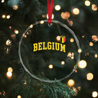 Vintage Belgium Varsity Style Distressed Graphic Crystal Glass Ornament Classic Collegiate Belgian Pride
