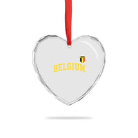 Vintage Belgium Varsity Style Distressed Graphic Heart Crystal Glass Ornament Classic Collegiate Belgian Pride