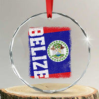 Vintage Belize Crystal Glass Ornament Distressed Flag Central American Pride Heritage Gift