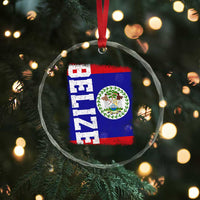 Vintage Belize Crystal Glass Ornament Distressed Flag Central American Pride Heritage Gift