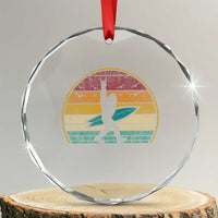 Vintage Bigfoot Surfing Crystal Glass Ornament Sasquatch Beach Vacation Retro Surf Sun Shaka TS10