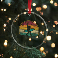 Vintage Bigfoot Surfing Crystal Glass Ornament Sasquatch Beach Vacation Retro Surf Sun Shaka TS10