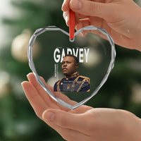 Vintage Black History Hero Marcus Garvey Heart Crystal Glass Ornament Black Pride