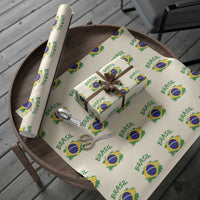 Vintage Brasil Flag Wrapping Paper Roll Brazilian Heritage Pride