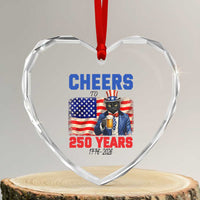 Vintage Cat Uncle Sam Heart Crystal Glass Ornament Cheers To 250 Years