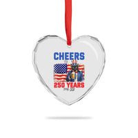 Vintage Cat Uncle Sam Heart Crystal Glass Ornament Cheers To 250 Years