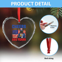 Vintage Cat Uncle Sam Heart Crystal Glass Ornament Cheers To 250 Years