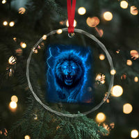 Vintage Classic Blue Lion Bootleg Graphic Crystal Glass Ornament TS10