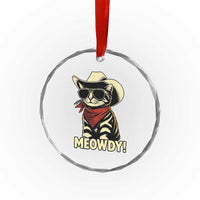 Vintage Cowboy Cat Crystal Glass Ornament Retro 90s Western Country Rodeo Meowdy Partner - Wonder Print Shop