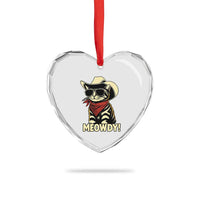 Vintage Cowboy Cat Heart Crystal Glass Ornament Retro 90s Western Country Rodeo Meowdy Partner - Wonder Print Shop