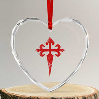 Vintage Cross of St James Order of Santiago Heart Crystal Glass Ornament
