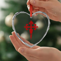 Vintage Cross of St James Order of Santiago Heart Crystal Glass Ornament