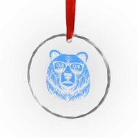 Vintage Cub Crystal Glass Ornament With Sunglasses Retro Baseball Fans