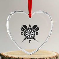 Vintage Dartboard Gift Idea For Dart Lover Heart Crystal Glass Ornament - Wonder Print Shop