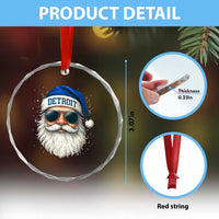 Vintage Detroit Football Christmas Crystal Glass Ornament Funny Retro Santa Lions Fan Xmas - Wonder Print Shop