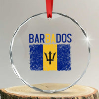 Vintage Distressed Barbados Flag Crystal Glass Ornament Bajan Caribbean Heritage Patriotic Pride Gift