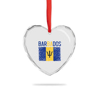 Vintage Distressed Barbados Flag Heart Crystal Glass Ornament Bajan Caribbean Heritage Patriotic Pride Gift