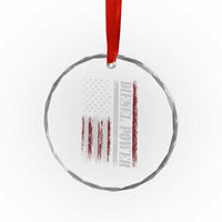 Vintage Distressed Mechanic Trucker Graphic Crystal Glass Ornament Diesel Power USA Flag