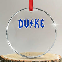 Vintage Duke Last Name Sports Style Crystal Glass Ornament Vintage Lightning Bold Gothic Font Graphic Basketball Fans