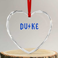 Vintage Duke Last Name Sports Style Heart Crystal Glass Ornament Vintage Lightning Bold Gothic Font Graphic Basketball Fans