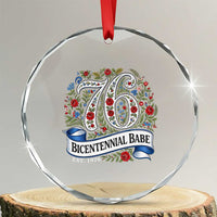 Vintage Floral Bicentennial Babe Est 1976 Crystal Glass Ornament Elegant 50th Birthday