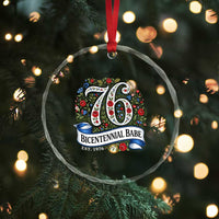 Vintage Floral Bicentennial Babe Est 1976 Crystal Glass Ornament Elegant 50th Birthday