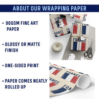 Vintage France Flag Distressed French Pride Patriotic Soccer Fan Graphic Wrapping Paper Roll