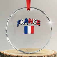 Vintage France Flag French Heritage Graphic Crystal Glass Ornament